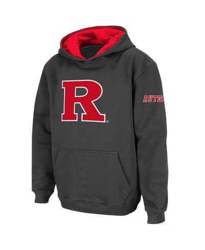 Stadium Athletic Youth Boys Charcoal Rutgers Scarlet Knights Big Logo Pullover Hoodie