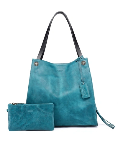 Old Trend Daisy Leather Tote Bag In Turquoise