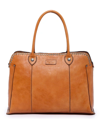Old Trend Women's Genuine Leather Soul Stud Satchel Bag In Chestnut