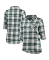 CONCEPTS SPORT WOMEN'S GREEN, BLACK GREEN BAY PACKERS PLUS SIZE ACCOLADE LONG SLEEVE BUTTON-UP NIGHTSHIRT