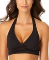 ANNE COLE SOLID BANDED HALTER BIKINI TOP