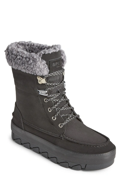 Sperry Top-sider Juneau Faux Shearling Trim Boot In Black