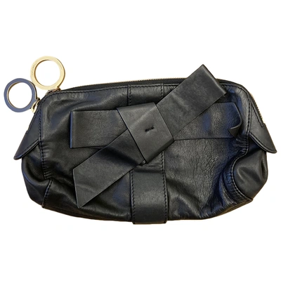Pre-owned Paule Ka Leather Clutch Bag In Black