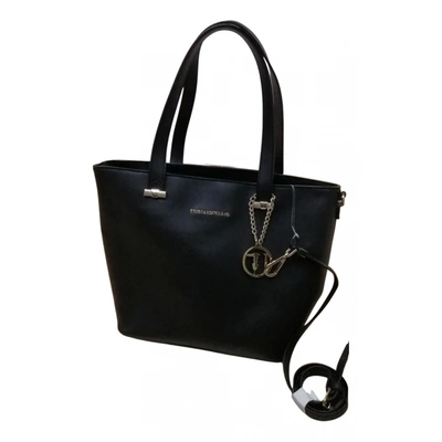 Pre-owned Trussardi Vegan Leather Handbag In Black
