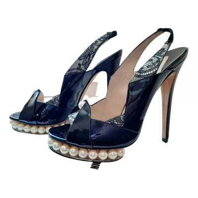 Pre-owned Nicholas Kirkwood Patent Leather Sandals In Black