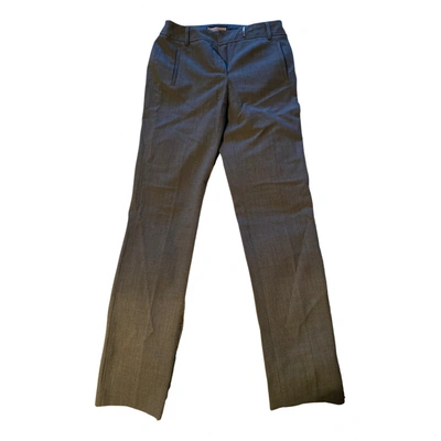 Pre-owned Manoukian Wool Straight Pants In Grey