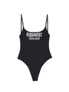 Dsquared2 D-squared2 Womans Black Stretch One-piece Swimsuit With Logo-print In Black