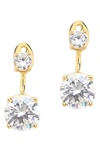 Sterling Forever Brilliant Cz Stud Jacket Earrings-silver In Gold