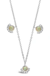 Sterling Forever Half Halo Opal Cz Pendant Necklace In Silver
