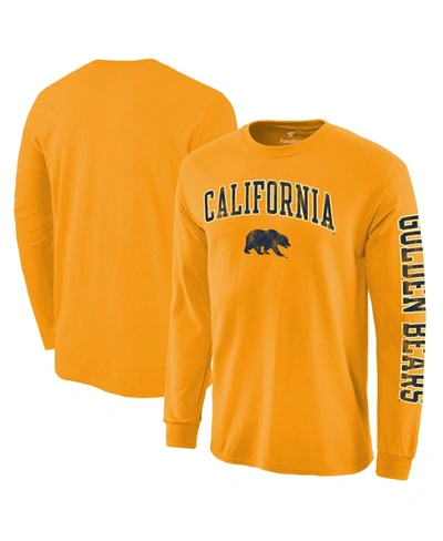 Fanatics Men's  Gold Cal Bears Distressed Arch Over Logo Long Sleeve Hit T-shirt