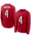 NIKE MEN'S NIKE DESHAUN WATSON RED HOUSTON TEXANS PLAYER NAME & NUMBER LONG SLEEVE T-SHIRT