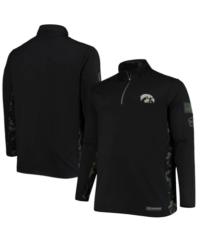 Colosseum Men's Black Iowa Hawkeyes Oht Military-inspired Appreciation Big And Tall Quarter-zip Jacket