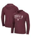 COLOSSEUM MEN'S COLOSSEUM HEATHERED MAROON TEXAS A&M AGGIES CAMPUS LONG SLEEVE HOODED T-SHIRT