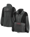 Wear By Erin Andrews Women's  Charcoal Atlanta Falcons Popover Packable Half-zip Jacket In Charcoal