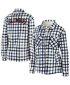 Wear By Erin Andrews Women's  Oatmeal Columbus Blue Jackets Plaid Button-up Shirt Jacket In Oatmeal