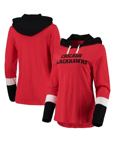 G-iii 4her By Carl Banks Women's  Red Chicago Blackhawks Passing Play Hoodie Long Sleeve T-shirt