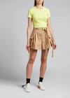 Off-white Camel Belted Gabardine Cargo Shorts In Camel No Color
