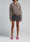 Off-white Logo-print Embellished Cropped Hoodie In Grey Black