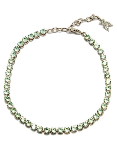 Amina Muaddi Cup-chain Crystal Anklet In Peridot Crystals & Silver Base