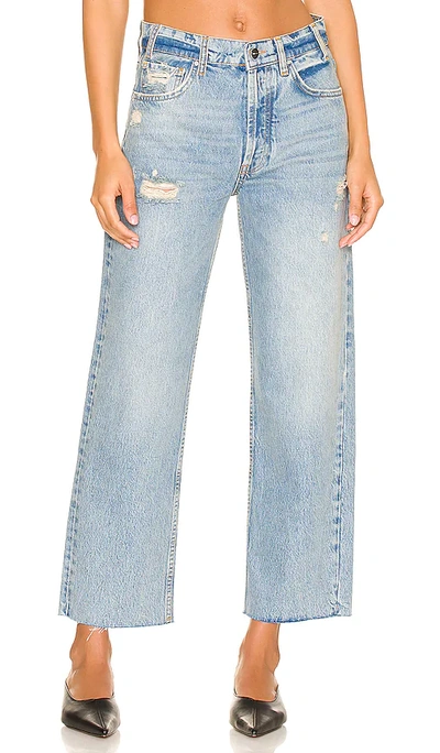 Anine Bing Gavin Blue Reservoir High Waist Distressed Nonstretch Ankle Jeans In Light Blue