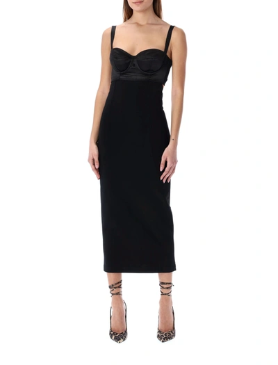 Dolce & Gabbana Cut Out Spaghetti Strap Midi Dress In Black