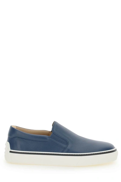 Tod's Leather Slip-on Sneakers In Blue