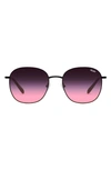 Quay Jezabell 57mm Round Sunglasses In Black,black Pink Fade
