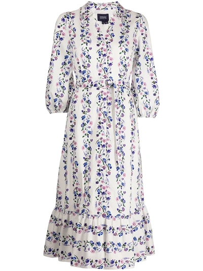 Marchesa Notte Floral-print Shirt Dress In White