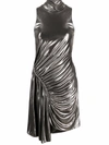 Balmain Ruched Sleeveless Mini Dress In Silver