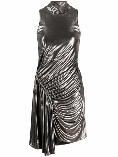 Balmain Ruched Sleeveless Mini Dress In Black