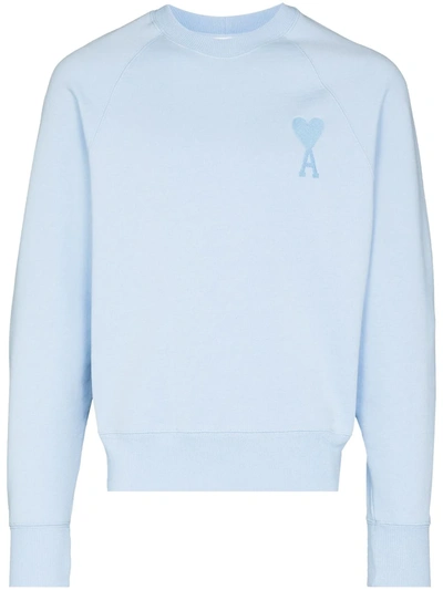 Ami Alexandre Mattiussi Light Blue Organic Cotton Sweatshirt In Azure