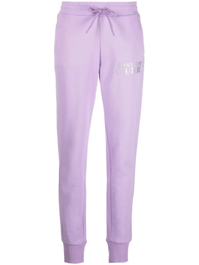 Versace Jeans Couture Tonal Logo-print Track Pants In Purple