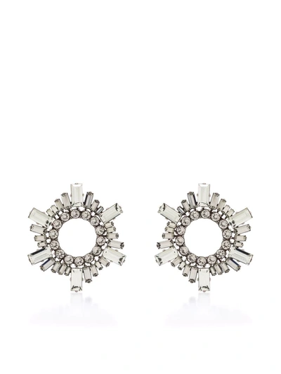 Amina Muaddi Mini Begum Crystal-embellished Earrings In Silver