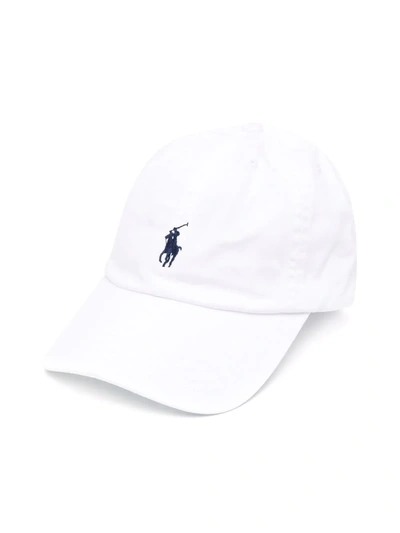 Ralph Lauren Kids' Arel Logo刺绣棒球帽 In White