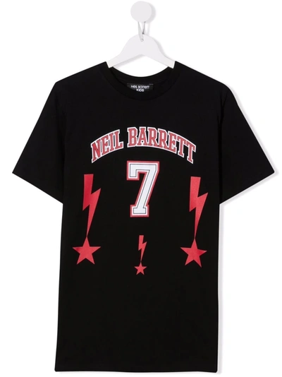 Neil Barrett Teen Logo-print T-shirt In Black