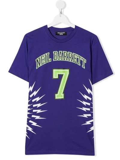 Neil Barrett Teen Logo-print T-shirt In Purple