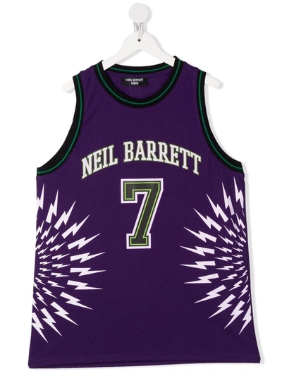 Neil Barrett Teen Logo-print Tank Top In Violet