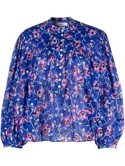 Isabel Marant Étoile Salika Puff Sleeve Floral Cotton Blouse In Multi