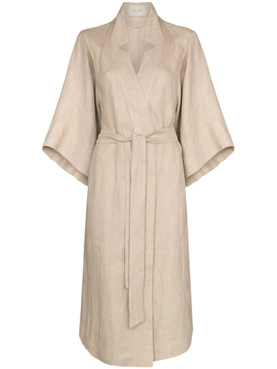 St Agni Single-breasted Linen Coat In Neutral