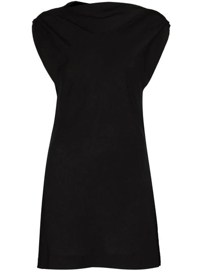 St Agni Canoe Split Hem Tunic Top In Black