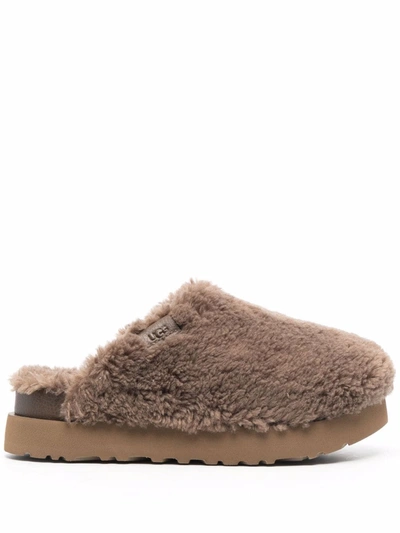 Ugg Pale Brown Platform Shearling Slippers