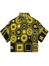 Dolce & Gabbana All-over Silk Logo Shirt In Yellow