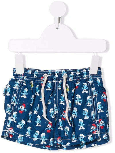 Mc2 Saint Barth Kids' Smerf-print Swim Shorts In Blue