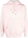 Ugg Rey Fuzzy Logo Pullover Hoodie In Pink