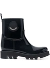 Moncler Logo-detail Patent-leather Ankle Boots In Black