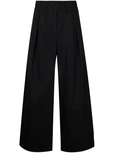 Aspesi High-waist Poplin Trousers In Schwarz