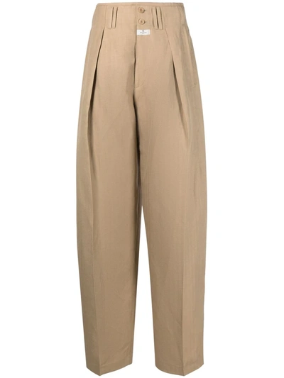 Etro Tailored Linen And Silk Trousers In Brown