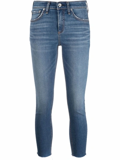 Rag & Bone Ripped-detail Cropped Jeans In Blue