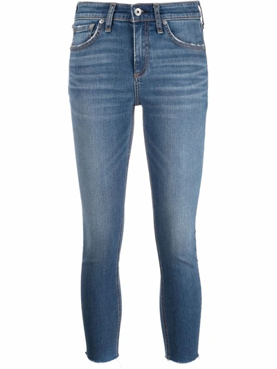 Rag & Bone Ripped-detail Cropped Jeans In Blau