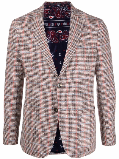 Etro Houndstooth Single-breasted Blazer In Red